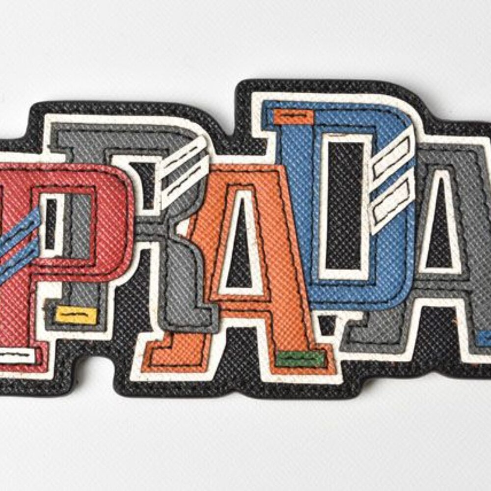 Prada Key Ring Key Holder Bag Charm Logo Patchwork - Picture 6 of 7